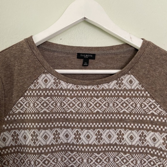 Talbots Pullover Crew Neck Sweater Geometric Patterned Size Lp - Picture 3 of 12